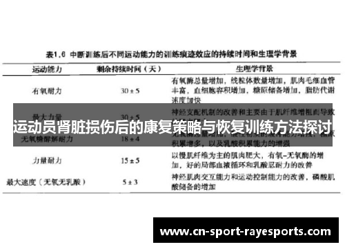 运动员肾脏损伤后的康复策略与恢复训练方法探讨