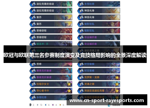 欧冠与欧联第三名参赛制度演变及竞技格局影响的全景深度解读 欧冠与欧联第三名参赛制度演变及竞技格局影响的全景深度解读